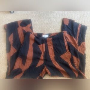 Corey Lynn Calter Black and Brown Wide Leg Pants with Geometric Pattern